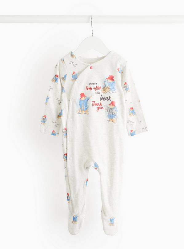 Paddington Character Print Grey Sleepsuit  3-6 months